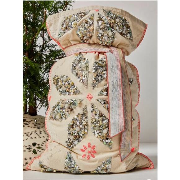 Free People Holiday Snowflake Embellished Holiday Gift Sack - Picture 1 of 4